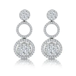 Athena Diamond Circle Multi Wear Earrings 1.3ct Set In 18K White Gold -The Diamond Store N1282 1