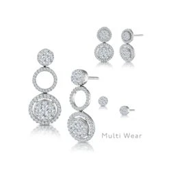 Athena Diamond Circle Multi Wear Earrings 1.3ct Set In 18K White Gold -The Diamond Store N1282 02