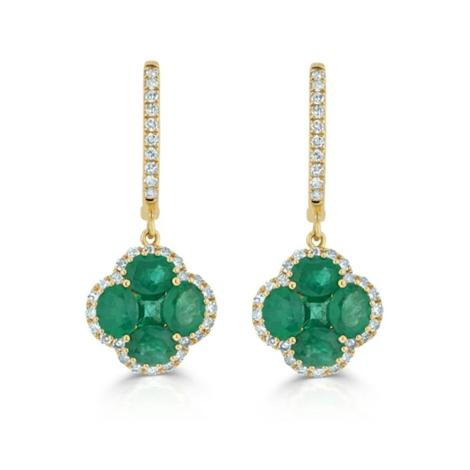 Emerald 2.05ct And Diamond 18K Yellow Gold Alegria Earrings 1 Emerald 2.05ct And Diamond 18K Yellow Gold Alegria Earrings