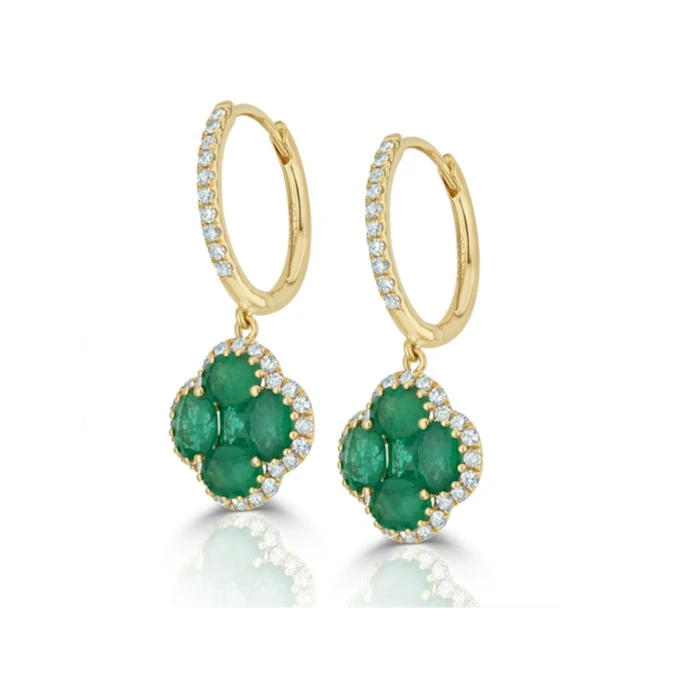Emerald 2.05ct And Diamond 18K Yellow Gold Alegria Earrings 2 Emerald 2.05ct And Diamond 18K Yellow Gold Alegria Earrings - Image 2