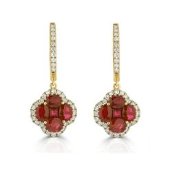 Ruby 2.42ct And Diamond 18K Yellow Gold Alegria Earrings