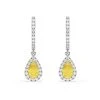 Diana Yellow Lab Diamond 1.48ct Pear Halo Drop Earrings In 18K White Gold - Elara Collection