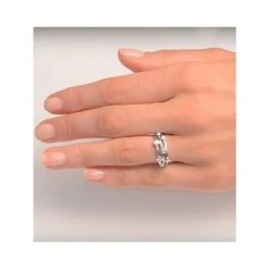 Rain Drops Diamond 0.50ct And 18K White Gold Rubover Ring -The Diamond Store N4402 v1