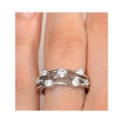 Rain Drops Diamond 0.50ct And 18K White Gold Rubover Ring -The Diamond Store N4402 v2
