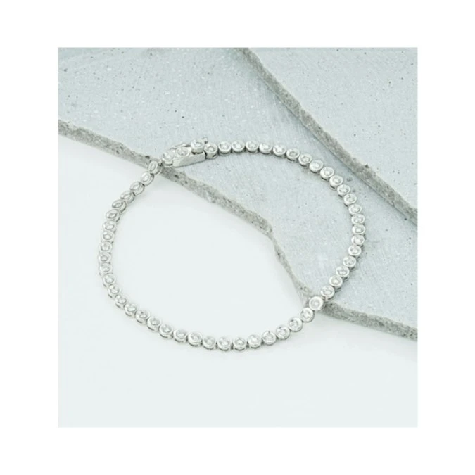 1ct Lab Diamond Tennis Bracelet Rub Over Style In 925 Sterling Silver 4 1ct Lab Diamond Tennis Bracelet Rub Over Style In 925 Sterling Silver - Image 4
