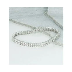 Double Row Lab Diamond Tennis Bracelet 6.20ct In 9K White Gold -The Diamond Store NDI4223Y h w