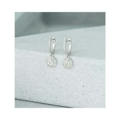 Halo Lab Diamond Drop Earrings - Florence - 0.46ct - In 9K White Gold -The Diamond Store NDP3478 h w