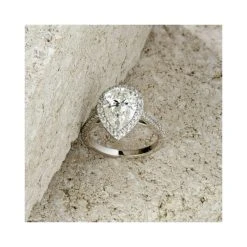 Diana 3.00ct Lab Diamond Pear Cut Engagement Ring In 18K White Gold G/VS1 -The Diamond Store NDUT71 522W flh 1
