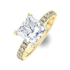 Katerina 3.00ct Lab Diamond Princess Cut Engagement Ring In 18K Yellow Gold F/VS1