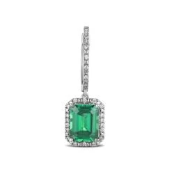 Astra 3.00ct Lab Emerald And Diamond Drop Halo Octagon Cut Earrings In Silver 12 Astra 3.00ct Lab Emerald And Diamond Drop Halo Octagon Cut Earrings In Silver -The Diamond Store NIH6226 GU d2
