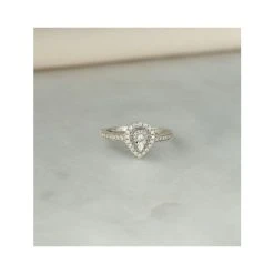 Masami Pear Shaped Pave Lab Diamond Engagement Ring 0.15ct 925 Sterling Silver -The Diamond Store Nov22 E5033 2 1