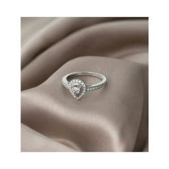 Masami Pear Shaped Pave Diamond Engagement Ring 0.15ct 9K White Gold -The Diamond Store Nov22 E5033