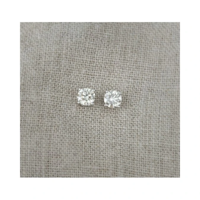 Diamond Earrings 1.00CT Studs H/SI Quality In 18K White Gold - 5.1mm 6 Diamond Earrings 1.00CT Studs H/SI Quality In 18K White Gold - 5.1mm - Image 6