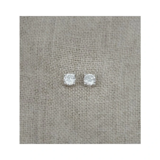 Diamond Earrings 0.50CT Studs H/SI Quality In 18K White Gold - 4.1mm 6 Diamond Earrings 0.50CT Studs H/SI Quality In 18K White Gold - 4.1mm - Image 6