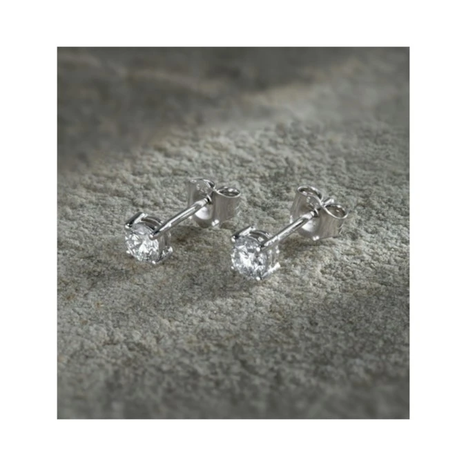 Diamond Earrings 0.50CT Studs H/SI Quality In 18K White Gold - 4.1mm 5 Diamond Earrings 0.50CT Studs H/SI Quality In 18K White Gold - 4.1mm - Image 5