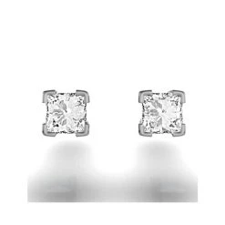 18K White Gold Princess Diamond Earrings - 0.50CT - H/SI - 3.4mm -The Diamond Store OLIV50W3