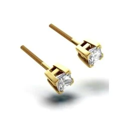 18K Gold Princess Diamond Earrings - 0.50CT - H/SI - 3.4mm