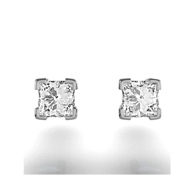 Platinum Princess Diamond Earrings - 0.66CT - H/SI - 3.8mm 3 Platinum Princess Diamond Earrings - 0.66CT - H/SI - 3.8mm - Image 3