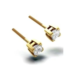 18K Gold Princess Diamond Earrings - 0.66CT - G/VS - 3.8mm
