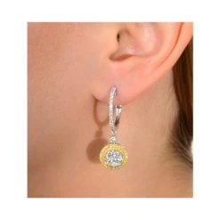 18K White Gold Alessia 2.50ct Diamond And Yellow Diamond Halo Earrings 9 18K White Gold Alessia 2.50ct Diamond And Yellow Diamond Halo Earrings -The Diamond Store P3472 v1