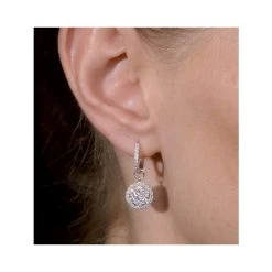 Halo Diamond Drop Earrings - Florence - 1.50ct - In 18K White Gold -The Diamond Store P3474 v1 1