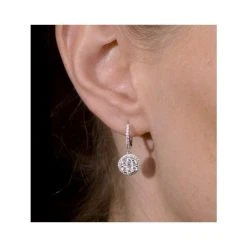 Halo Diamond Drop Earrings - Florence - 1.09ct - In 18K White Gold -The Diamond Store P3475 v1