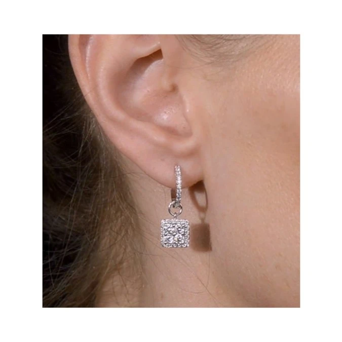 Halo Diamond Drop Earrings - Messina - 1.29ct - In 18K White Gold 4 Halo Diamond Drop Earrings - Messina - 1.29ct - In 18K White Gold - Image 4