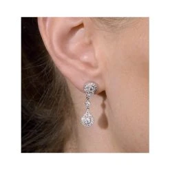 Vintage Diamond Drop Earrings - Vittoria - 0.80ct - In 18K White Gold -The Diamond Store P3477 v1