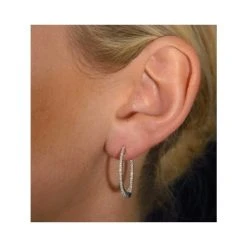 Diamond Hoop Earrings 0.54ct H/Si In 18K White Gold - P3486Y -The Diamond Store P3486Y v1