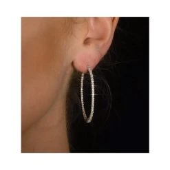 Diamond Hoop Earrings 1.50ct H/Si In 18K White Gold - P3488Y -The Diamond Store P3488Y v1