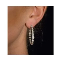 Diamond Hoop Emily Earrings 3.06ct H/Si In 18K White Gold - P3489Y -The Diamond Store P3489Y v1