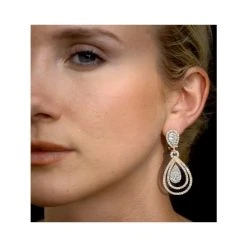 Diamond Halo Drop Earrings 6.66ct In 18K Rose Gold P3491 -The Diamond Store P3491 v1