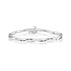 0.25ct Diamond And Black Diamond Silver Bar Bracelet