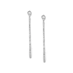 0.25ct Lab Diamond Hoop Earrings 35mm Set In 925 Silver -The Diamond Store SE1015