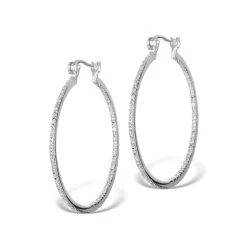 Diamond Hoop Earrings 35mm In Sterling Silver - Ug3237