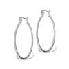 0.25ct Lab Diamond Hoop Earrings 35mm Set In 925 Silver