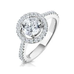 Ella Halo Diamond Engagement Ring 1.70ct E/Si1 In Platinum