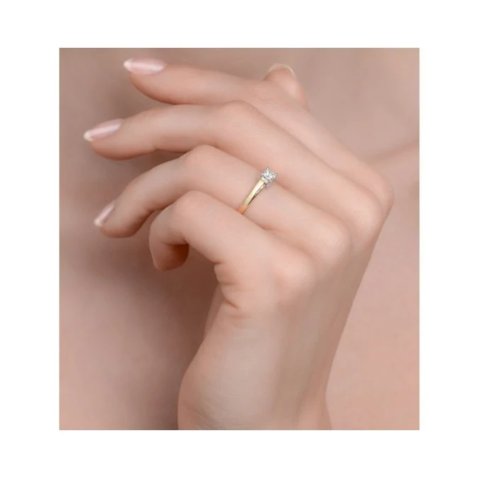 Certified Lucy 18K Gold Diamond Engagement Ring 0.25CT-G-H/SI 4 Certified Lucy 18K Gold Diamond Engagement Ring 0.25CT-G-H/SI - Image 4