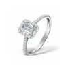Halo Engagement Ring Ella 0.80ct SI Emerald Cut Diamonds 18KW Gold