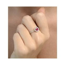 Halo Ruby 0.65ct And Diamond 18K White Gold Ring -The Diamond Store SR17 RWh
