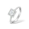 Halo Engagement Ring Ella 18K Gold Diamond Princess Cut 0.82ct SI