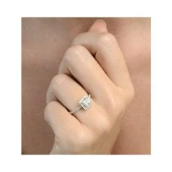 Halo Engagement Ring Ella 18K Gold Diamond Princess Cut 0.82ct SI -The Diamond Store SR18h