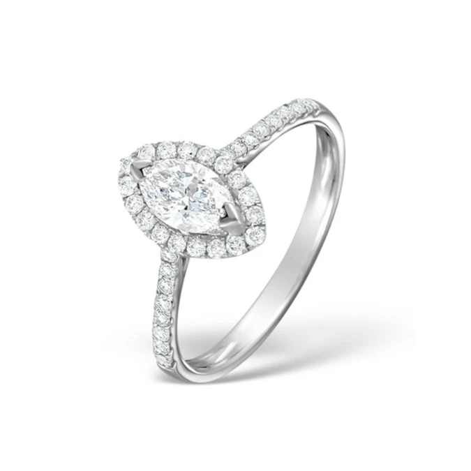 Halo Engagement Ring Ella 0.84ct H/Si Marquise Diamond 18K White Gold 1 Halo Engagement Ring Ella 0.84ct H/Si Marquise Diamond 18K White Gold
