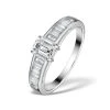 Sidestone Engagement Ring Elina 0.90ct SI Emerald Cut Diamonds 18KW