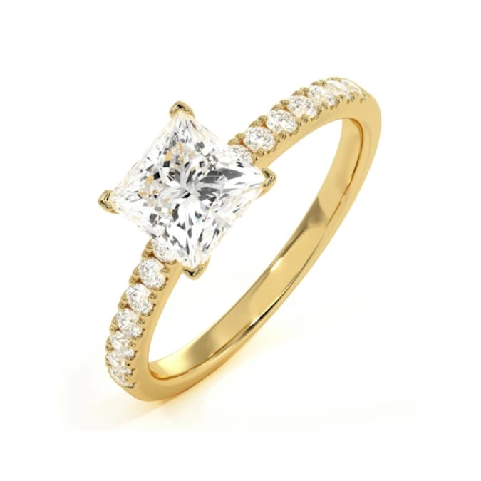 2.10ct Katerina Lab Princess Diamond Engagement Ring 18K Gold F/VS1 1 2.10ct Katerina Lab Princess Diamond Engagement Ring 18K Gold F/VS1