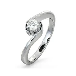 Certified Leah 18K White Gold Diamond Engagement Ring 0.33CT-G-H/SI