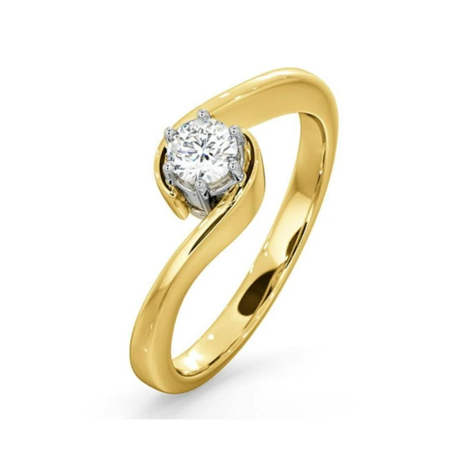 Certified Leah 18K Gold Diamond Engagement Ring 0.25CT 1 Certified Leah 18K Gold Diamond Engagement Ring 0.25CT