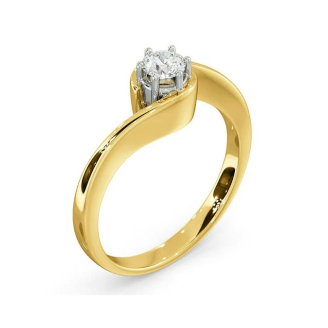 Certified Leah 18K Gold Diamond Engagement Ring 0.25CT 2 Certified Leah 18K Gold Diamond Engagement Ring 0.25CT - Image 2