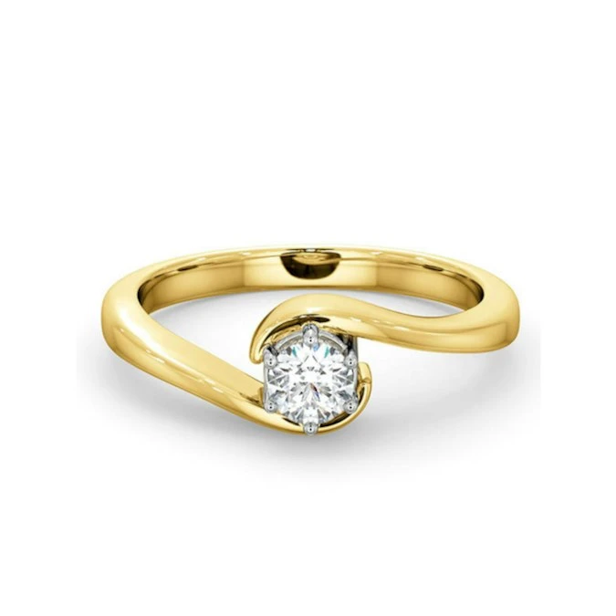 Certified Leah 18K Gold Diamond Engagement Ring 0.25CT 3 Certified Leah 18K Gold Diamond Engagement Ring 0.25CT - Image 3