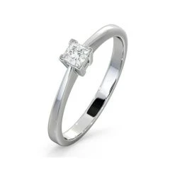 Certified Lauren 18K White Gold Diamond Engagement Ring 0.25CT-G-H/SI